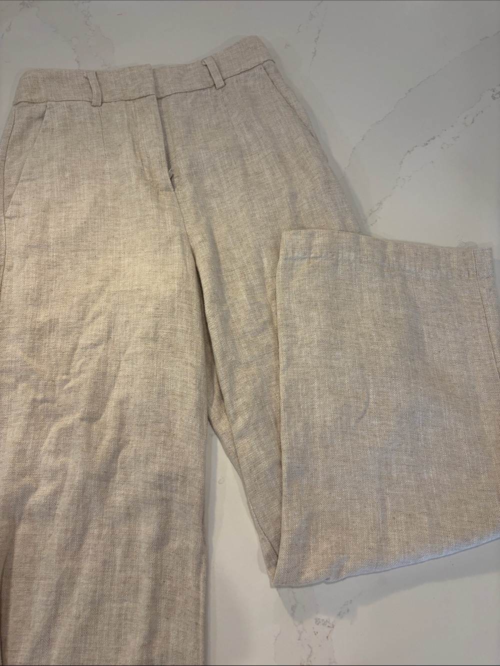 Dynamite Yasmin Striagnt leg Linen-Blend Pants Light Beige SZ 0